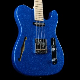 G&L USA ASAT Classic Semi-Hollow Blue Sparkle, Matching Headstock, No Inlays, Locking Tuners