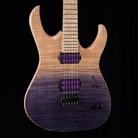 Mayones Duvell Elite 6, 5A Flame Top, 3A Birdseye Maple FB, Bare Knuckle Holydiver Pickups (Purple Natural Horizon)