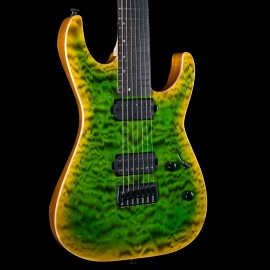 ESP USA M-7 Baritone Neon Green Reverse Burst, Ebony Fingerboard, Stainless Steel Frets, Seymour Duncan Pickups
