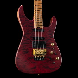 Jackson USA PC1 Phil Collen Satin Stain with Sustainer (Trans Red Quilt)