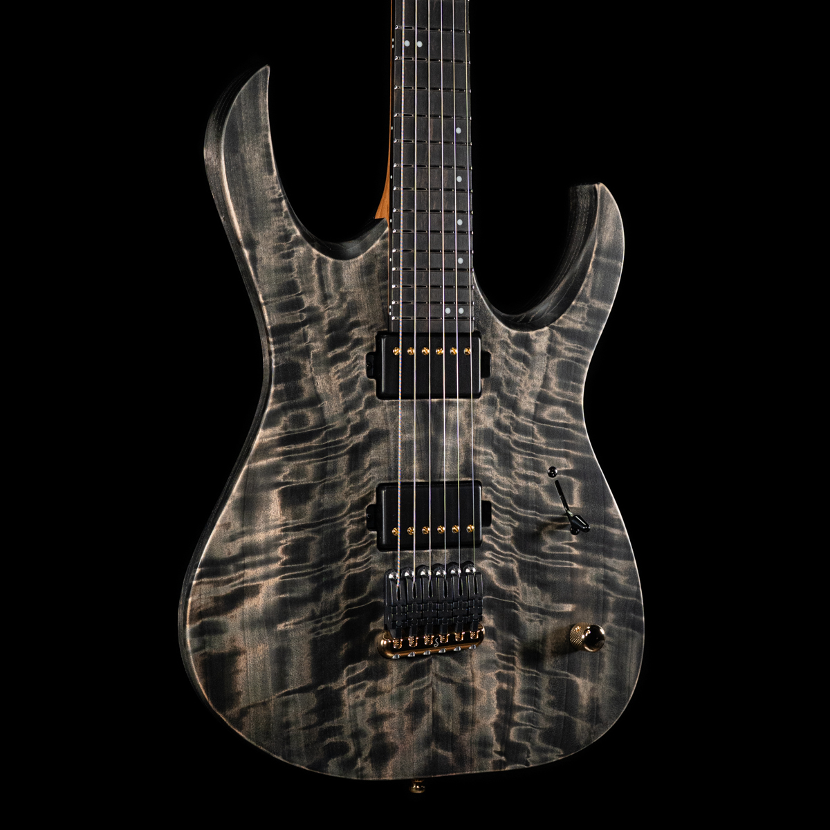 Mayones Duvell Elite 6 NAMM 2026 - 4A Curly Poplar/Antique Black - Image 2